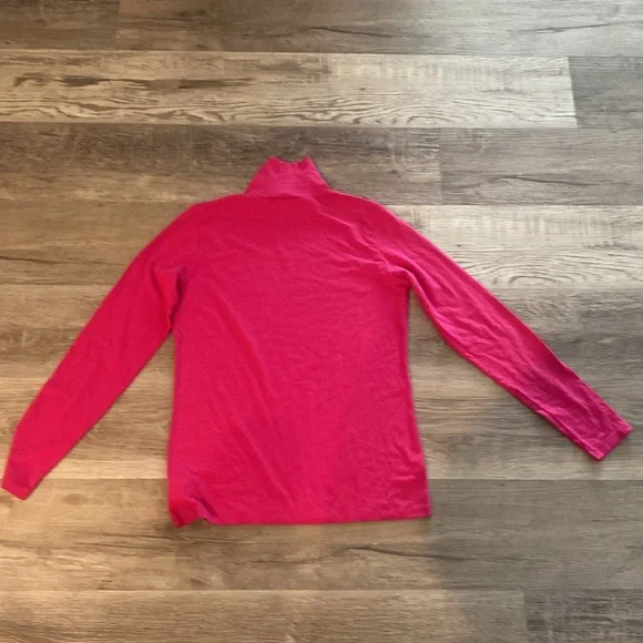White + Warren - Hot Pink Scrunch Neck Tee - Turtleneck Long Sleeve Size M - Picture 10 of 10